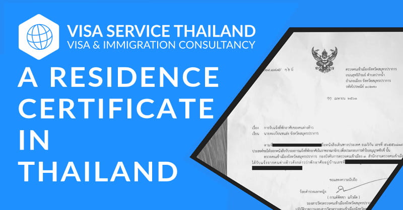 Visa Service Thailand can provide you with a Residency Certificate [TM30]